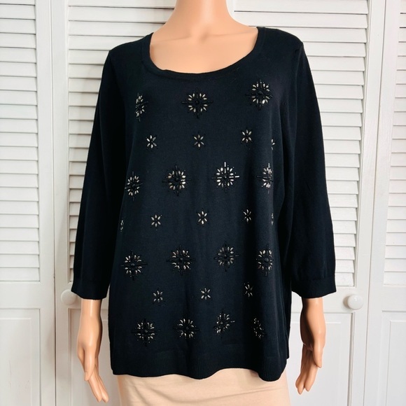 LANE BRYANT Black Embellished Sweater Size 18/20 - Picture 1 of 7